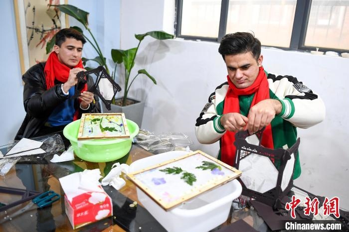 巴基斯坦留學(xué)生制作燈籠?！钊A峰 攝