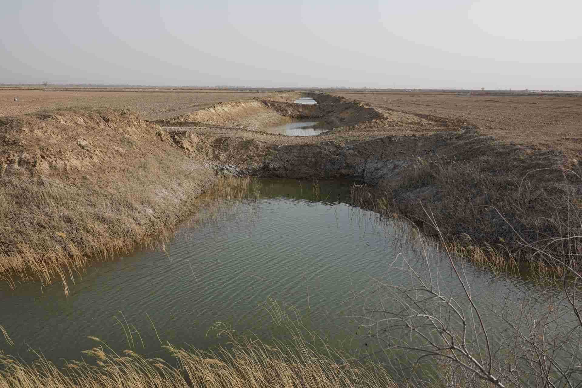 堵塞的排堿渠。 人民網(wǎng)記者 游天燚攝