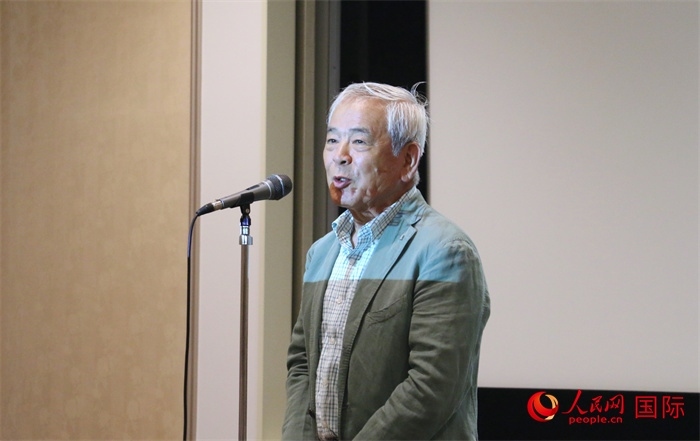 展覽名譽顧問、日本前文化廳長官青柳正規(guī)致辭。（人民網(wǎng) 許可攝）