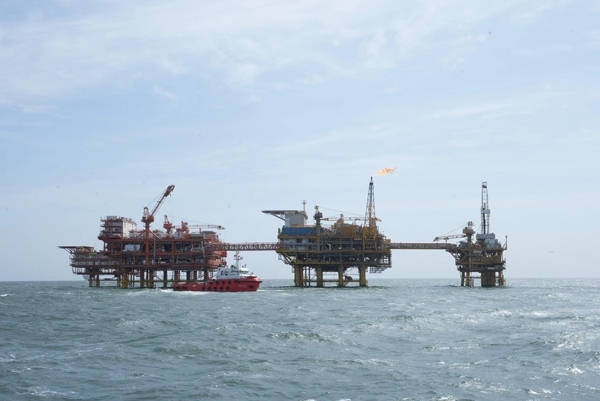 墾利6-1油田海上施工現(xiàn)場(chǎng)。受訪者供圖