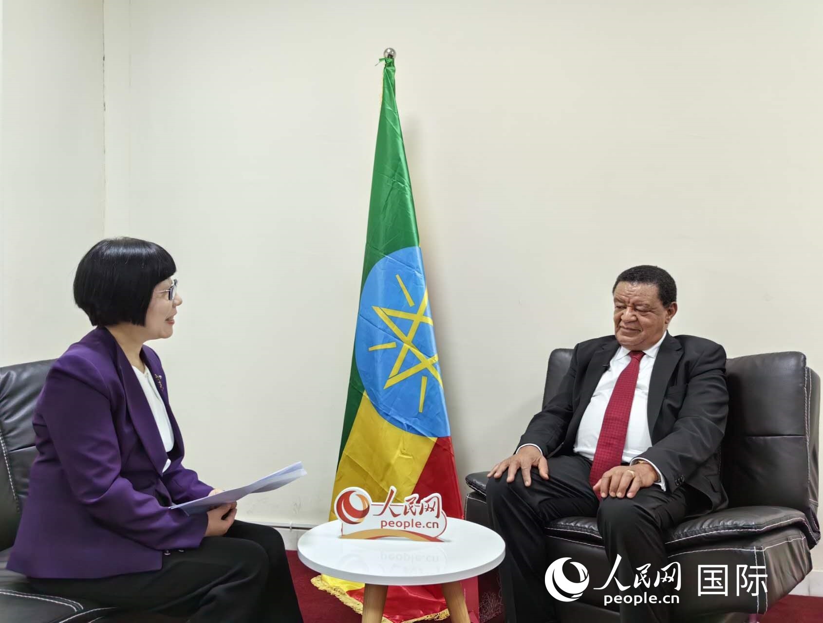 穆拉圖·特肖梅接受人民網(wǎng)記者唐維紅采訪。人民網(wǎng)記者 陳星星攝