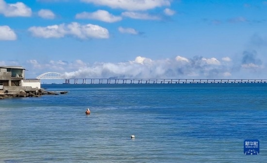 這是8月12日拍攝的克里米亞大橋。新華社/塔斯社