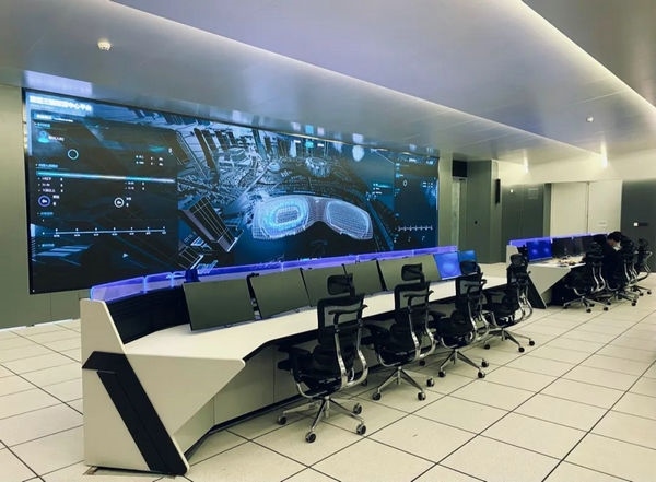 杭州奧體中心游泳館內(nèi)智慧可視化平臺。 圖片來源：場館建設(shè)方