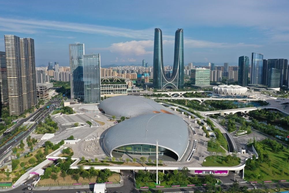 2023年6月28日，杭州奧體中心游泳館、體育館（無人機(jī)照片）。新華社記者 黃宗治 攝