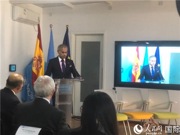 聯(lián)合國(guó)駐華協(xié)調(diào)員常啟德在研討會(huì)上致辭。 人民網(wǎng)記者 趙健攝