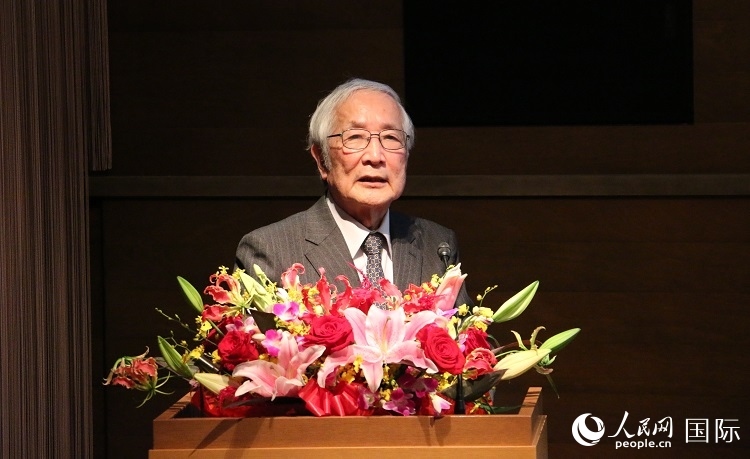 日中科學技術交流協(xié)會會長山脅道夫致辭。人民網(wǎng) 許可攝