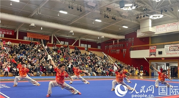 中國武術(shù)隊(duì)員表演現(xiàn)場。人民網(wǎng)記者 鄧圩攝