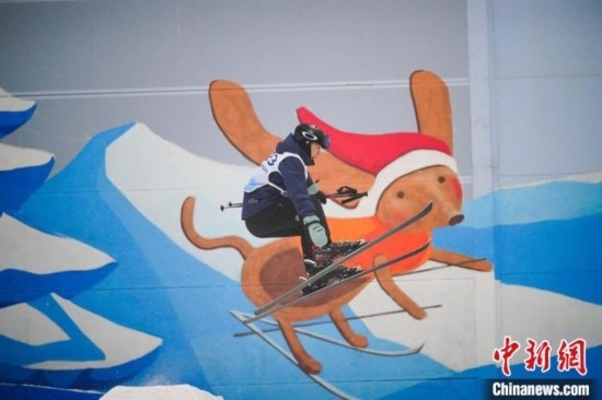 12月22日，云南省第一屆冬季運動會在昆明開幕。圖為選手在公開組男子自由式滑雪雪上技巧比賽中。中新社記者 劉冉陽 攝