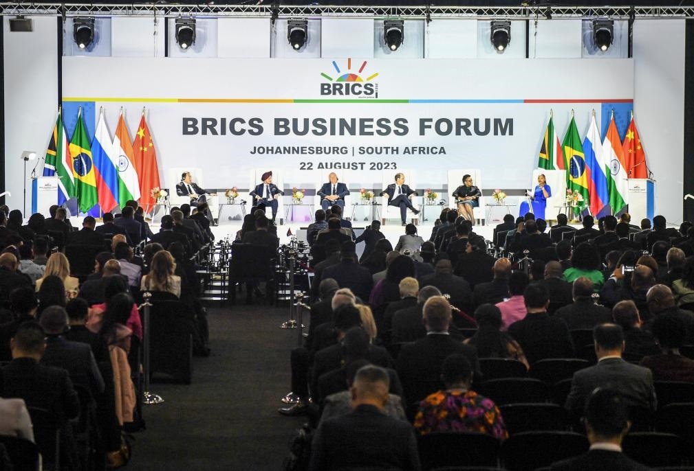 這是8月22日在南非約翰內(nèi)斯堡拍攝的金磚國家工商論壇現(xiàn)場。新華社記者李亞輝攝
