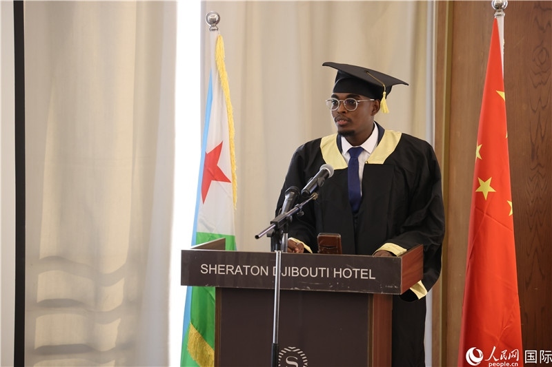 吉布提魯班工坊2023屆畢業(yè)生代表發(fā)言。人民網記者 張志文攝