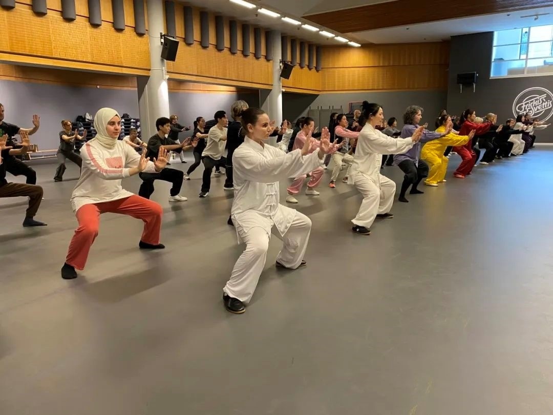 培訓(xùn)班學(xué)員學(xué)習(xí)太極拳。斯德哥爾摩中國(guó)文化中心供圖