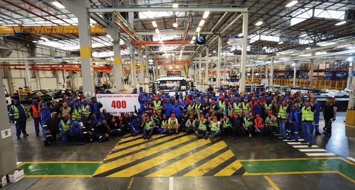 一汽南非庫哈工廠單月產(chǎn)量破400輛。圖片來源：一汽解放