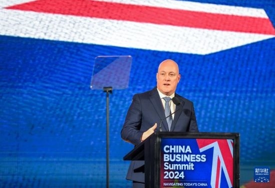 5月20日，新西蘭總理拉克森在奧克蘭出席新西蘭中國商業(yè)峰會(huì)并講話。新華社記者 郭磊 攝