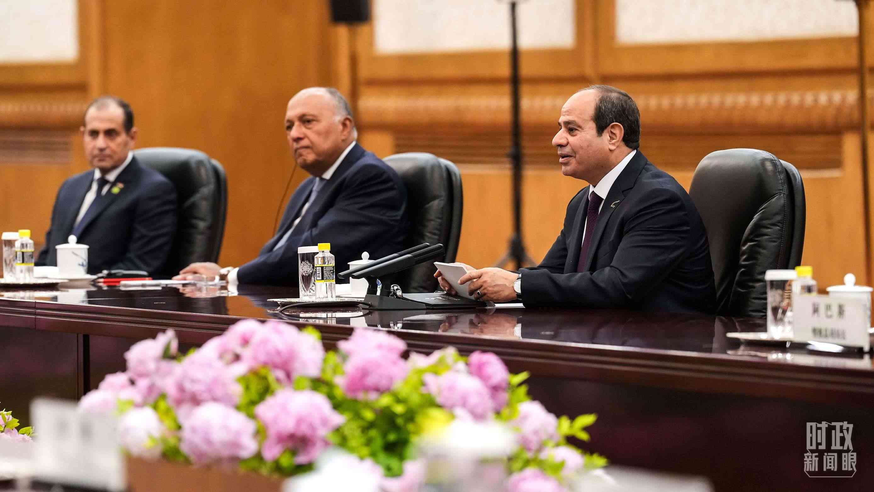 △會談中的塞西總統(tǒng)。（總臺國廣記者李晉拍攝）