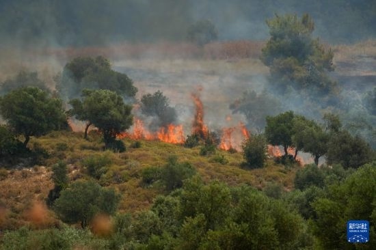 6月12日，以色列北部加利利地區(qū)遭受火箭彈襲擊后冒出滾滾濃煙。新華社發(fā)（阿亞爾·馬戈林?jǐn)z/基尼圖片社）