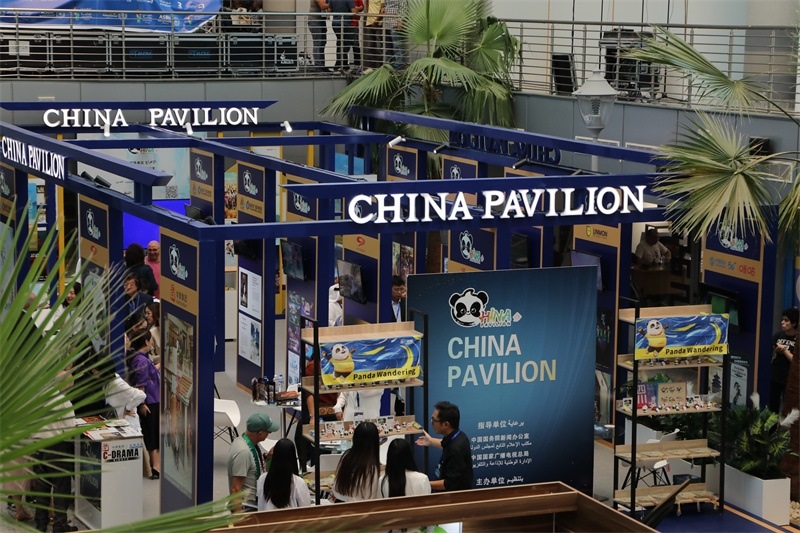 中國聯(lián)合展臺亮相阿拉伯廣播電視節(jié)。主辦方供圖