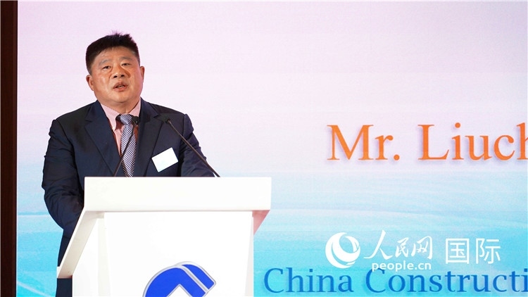 中國建設(shè)銀行國際部副總經(jīng)理岳留昌發(fā)言。 人民網(wǎng) 張茜 攝