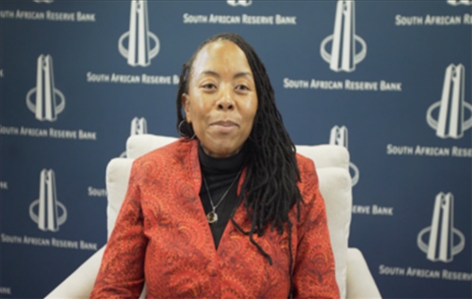 南非儲備銀行副行長、審慎監(jiān)管局首席執(zhí)行官芬迪?查齊巴納視頻發(fā)言。（中國建設(shè)銀行約翰內(nèi)斯堡分行供圖）