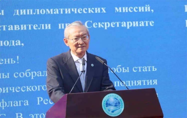 上合組織秘書長(zhǎng)張明出席活動(dòng)并致辭。主辦方供圖