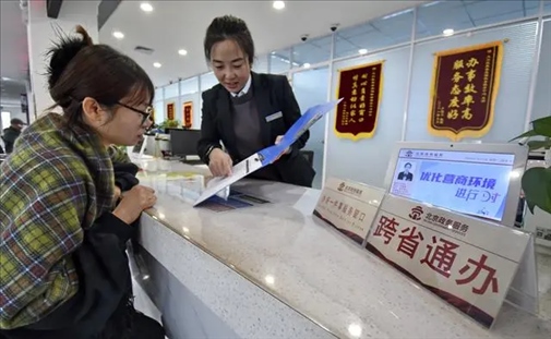 2024年3月25日，北京大興區(qū)，工作人員為群眾辦理跨省政務(wù)事宜。