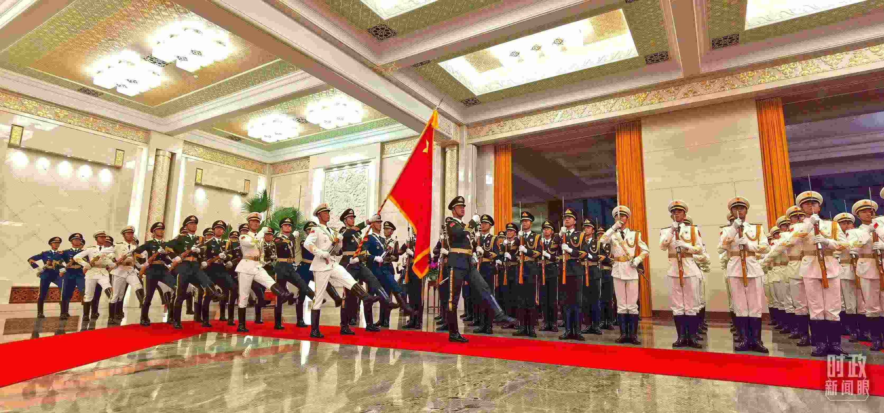 歡迎儀式上的儀仗隊(duì)。（總臺(tái)央視記者郭鴻拍攝）