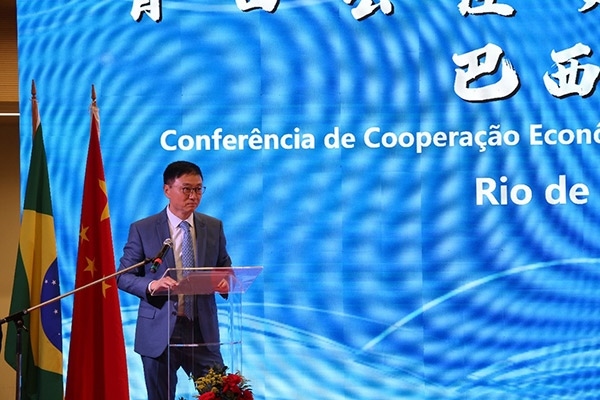 浙江省僑聯(lián)副主席兼巴西華人文化交流協(xié)會(huì)榮譽(yù)主席尹霄敏在活動(dòng)現(xiàn)場致辭。人民網(wǎng)記者 陳海琪攝