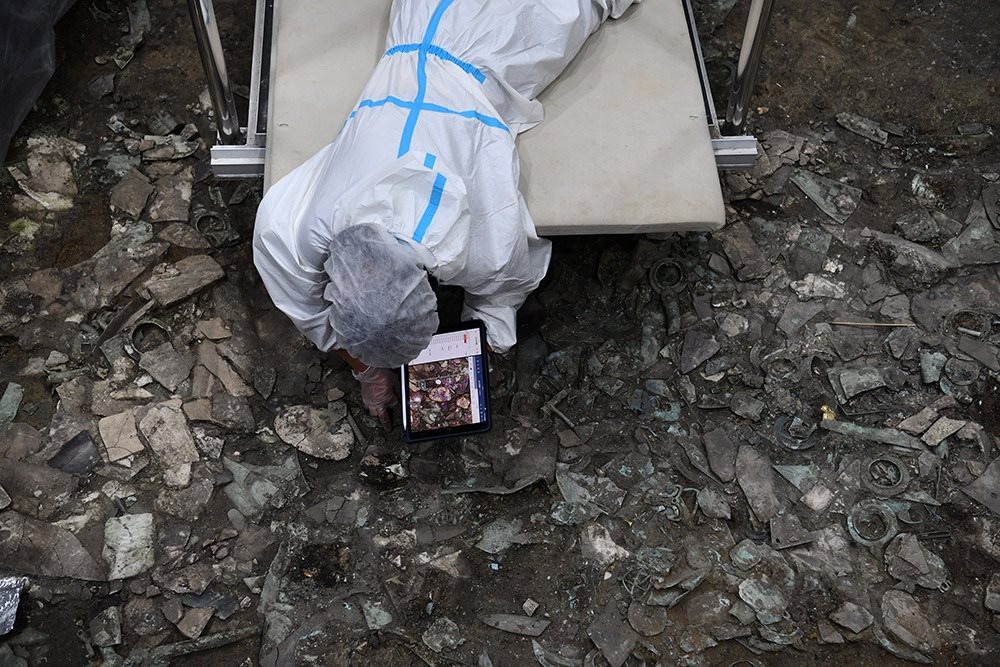 2022年6月28日，四川德陽，三星堆7號祭祀坑發(fā)掘現(xiàn)場。