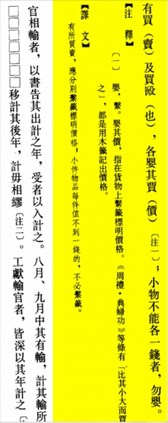 △“買賣的時候，應分別掛上價格標簽標明價格，小件物品每件不到一錢的，不必懸掛標簽。”
