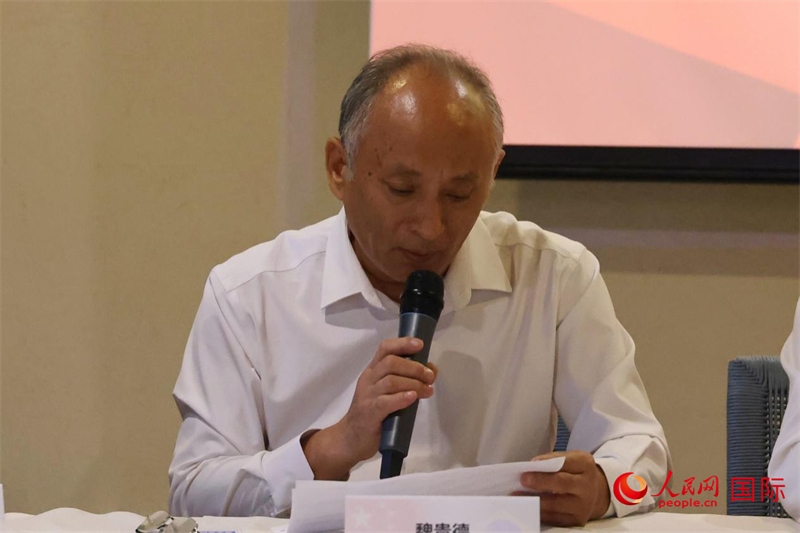 巴西中國安徽商會會長魏貴德在座談會上致辭。人民網(wǎng)記者 陳海琪攝