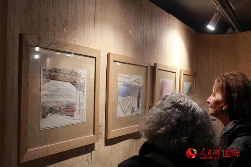 法國觀眾在欣賞展品。人民網記者 尚凱元攝