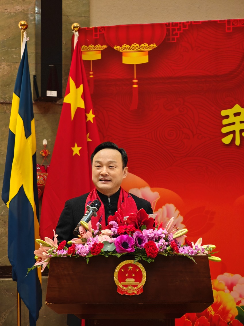 中國(guó)駐哥德堡總領(lǐng)事楊培棟致辭。中國(guó)駐哥德堡總領(lǐng)館供圖