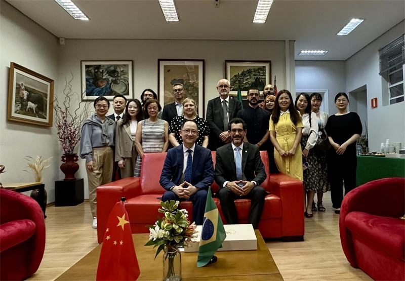 圖為參加座談會(huì)的來賓合影留念。 圣保羅州立大學(xué)孔子學(xué)院供圖