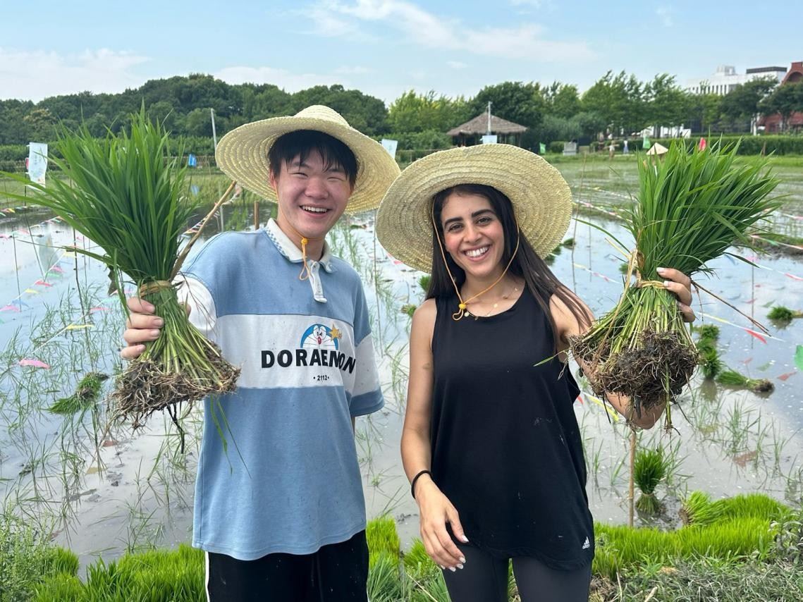 卡友琪在插秧。受訪者供圖