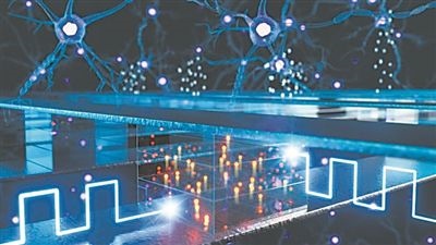 使用電化學(xué)隨機(jī)存取存儲(chǔ)設(shè)備進(jìn)行內(nèi)存計(jì)算（藝術(shù)圖）。圖片來源：韓國浦項(xiàng)科技大學(xué)