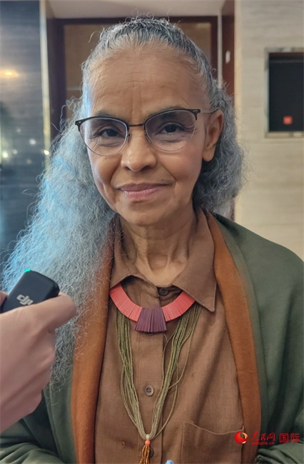 巴西環(huán)境與氣候部部長瑪麗娜·席爾瓦接受人民網(wǎng)采訪。人民網(wǎng)記者 符園園攝